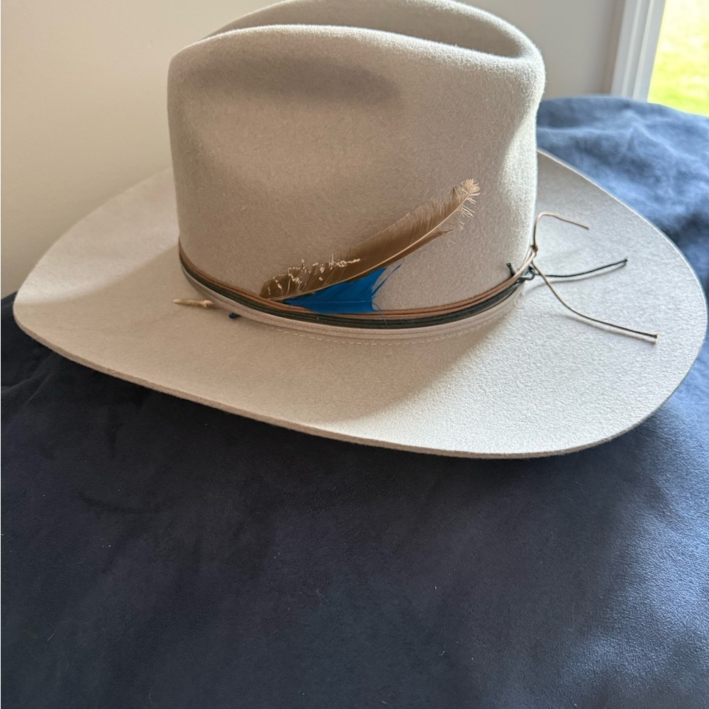 Two Roads Hat Co Classic Western Cowboy Hat with Feather Band Detail size 59